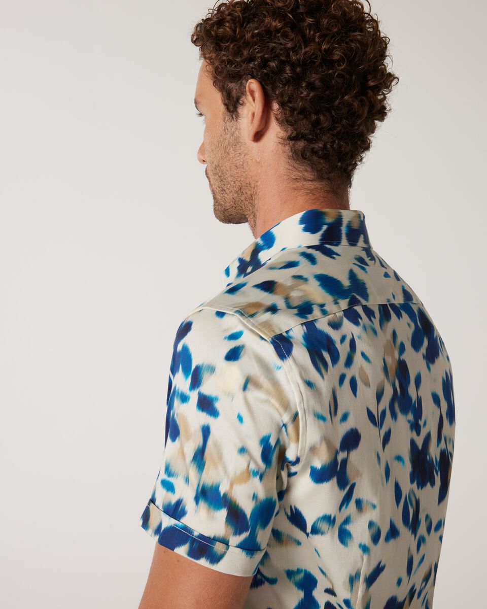 Regular Short Sleeve Abstract Floral Print Shirt